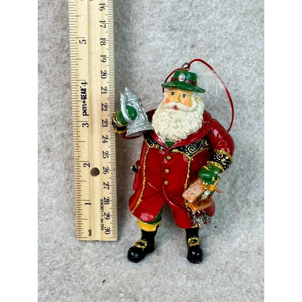 Santa Claus Ornament Holding‎ Stein and Birdhouse Christmas Figurine